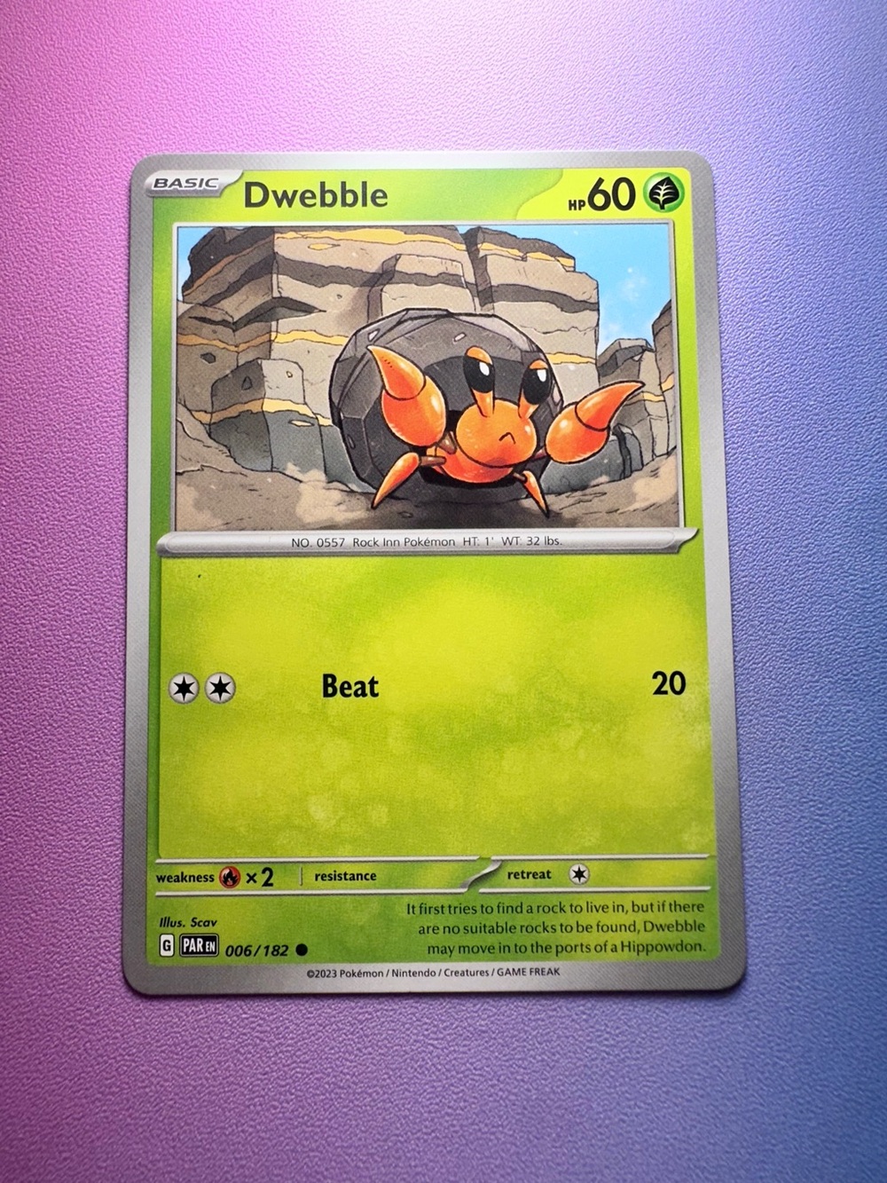 dwebble - 006/182 (common) — pokemon: paradox rift